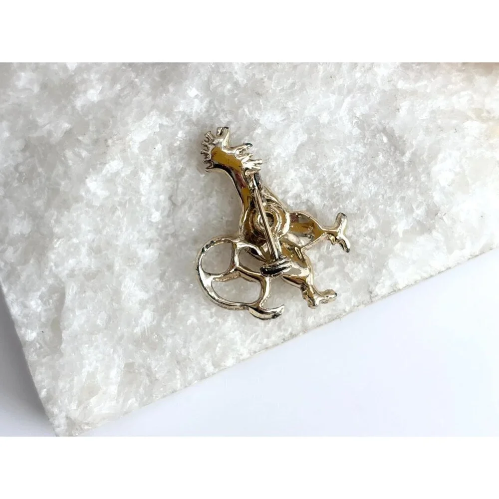 Rooster Figural Blue Rhinestoned Costume Jewelry Brooch | Lapel Pin